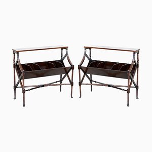 Georgian Style English Bookcase Table Stands, 1920s, Set of 2