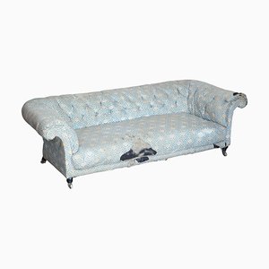 Antique Victorian Chesterfield Sofa with Ticking Fabric from Howard & Sons