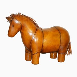 Large Brown Leather Donkey Pony Stool