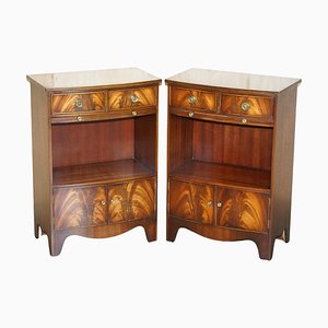 Bow Fronted Side Bookcase Tables and Butlers Serving Trays from Shaws London, Set of 2