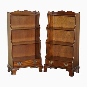 Mahogany Open Waterfall Dwarf Bookcases from J Sydney Smith, Set of 2