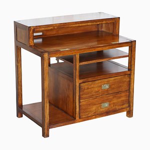 Mahogany & Brass Military Campaign Workstation Desk for Home Computer