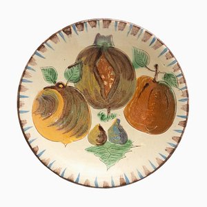 Piatto tradizionale in ceramica dipinta a mano di Puigdemont, Catalan, anni '60