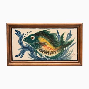 Diaz Costa, Handbemalter Fisch, 1960er, Keramik & Farbe, Gerahmt