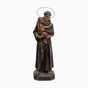 Plaster Hand-Painted Traditional Figure of a Saint, 1930s