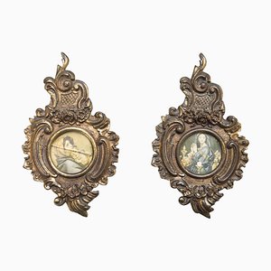 Gilded Brass Photo Frames, 1800s, Set of 2