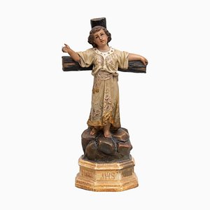 Figura de niño Jesús religiosa tradicional de yeso, años 30