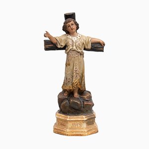 Traditionelle religiöse Jesuskind-Figur aus Gips, 1930er