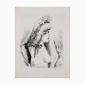 André Dignimont, Regard amoureux, Portrait de femme, 1946, Etching