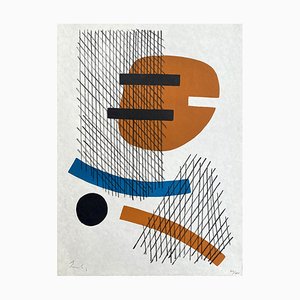 Berto Lardera, Composition Bleu & Orange, Lithographie Originale