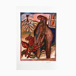 Théo Tobiasse, Woman and Creature, Original Lithograph