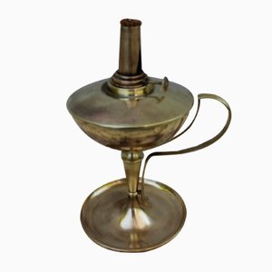 Large French Brass Desk Oil Lamp