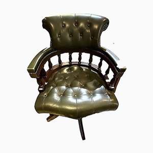 Green Chesterfield Captain's Chair