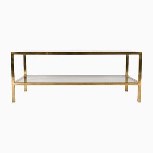 Mid-Century Italian Brass and Glass Double-Tiered Rectangular Coffee Table, 1970s