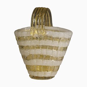 Ercole Barovier zugeschriebener Glaskorb für Barovier & Toso, 1940er