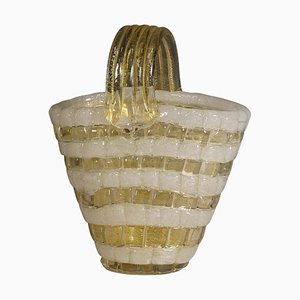 Glass Basket Attributed to Ercole Barovier for Barovier & Toso, 1940s