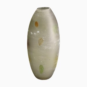 Glass A Scavo Vase with Autumn Leaves by Gino Cenedese