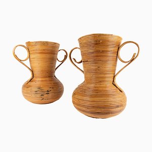 Rattan Amphorae or Vases from Vivai Del Sud, Italy, 1960s, Set of 2