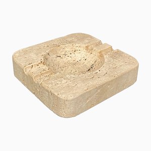 Square Ashtray in Travertine Attributed to Fratelli Mannelli, Italy, 1970s