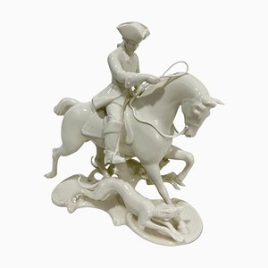 Escultura de porcelana blanca de Theodor Kärner Red Hunt para Nymphenburg