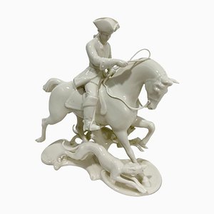 White Porcelain Sculpture by Theodor Kärner Red Hunt for Nymphenburg