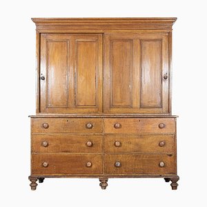 Large 19th Century English Scrumbled Pine Housekeeper's Cupboard