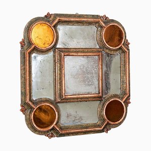 19th Century French Foxed Polychrome Wall Mirror