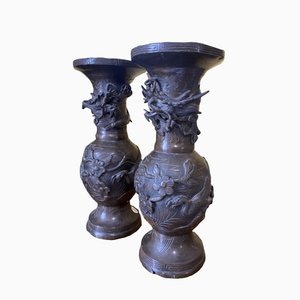 Bronze Vases, 1850s, Set of 2