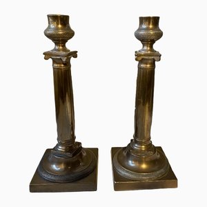 Vintage Bronze Candle Holders, Set of 2