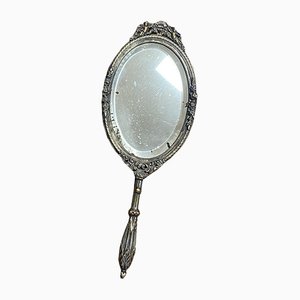 Napoleon III Hand Mirror in Silver Metal