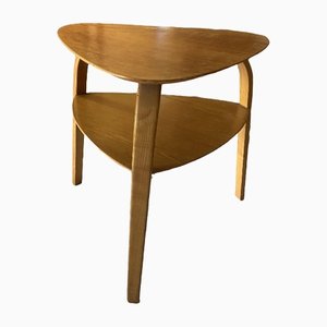 Oak Veneer & Bow Side Table by Hugues Steiner, 1960s