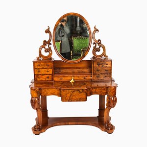 Antique Victorian Burr Walnut Duchesse Dressing Table, 1800s