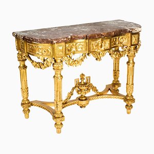 Table Console Louis XV Revival Antique en Bois Doré, 1800s