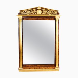 Antique French Burr Walnut Parcel Gilt Mirror, 1800s