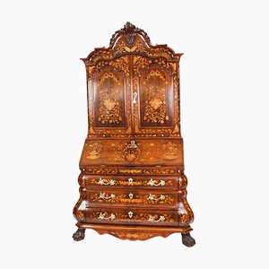 Meuble de Bureau Antique en Marqueterie de Noyer, Pays-Bas, 18ème Siècle