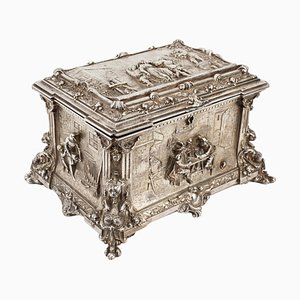Antique 19th Century French Silver-Plated Jewellery Casket