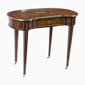 20th Century French Louis Revival Marquetry Kidney Writing Side Table