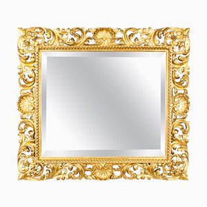 Antiker italienischer Florentiner Spiegel mit vergoldetem Holzrahmen, 19. Jh