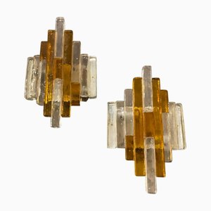 Mid-Century Modern Murano Glass Wall Sconces by Poliarte, 1970s, Set of 2