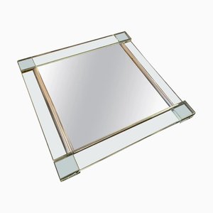 Italian Modern Heavy Glass & Silver Plated Tray, 1980s