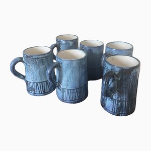 Ceramic Mugs by Jacques Pouchain for Dieulefit Workshop, 1950s, Set of 6