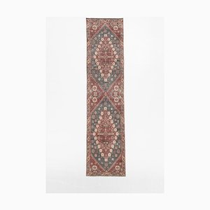 Long Tapis de Couloir Oushak Rouge et Vert