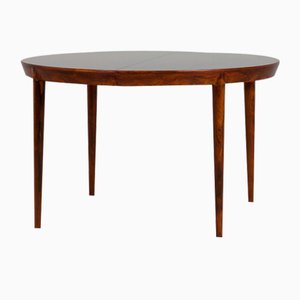 Round Rosewood Extendable Table by Severin Hansen for Haslev, Denmark, 1960s