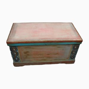 Antique Country Pine Painted Trunk, 1920s