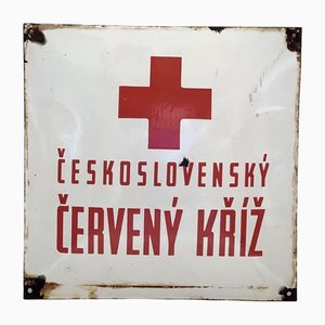 Metal Sign with Red Cross, 1960s