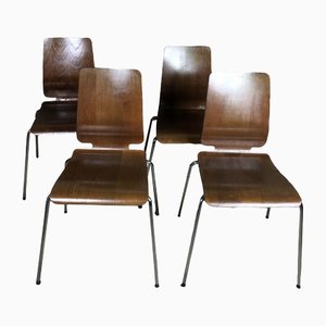 Skandinavische Stühle aus Thermogeformtem Holz, 1970er, 4er Set
