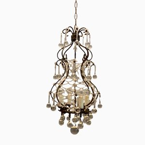 Vintage Italian Light Pendant with Murano Glass Drops