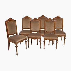 French Henry II Chairs in Solid Walnut, Late 19th Century, Set of 6