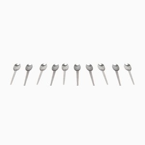Mid-Century Danish Minimalist Metal Spoons, 1960s, Set of 10