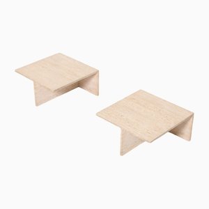 Travertine Side Tables by P. A. Giusti & E. Di Rosa for Up & Up, Set of 2